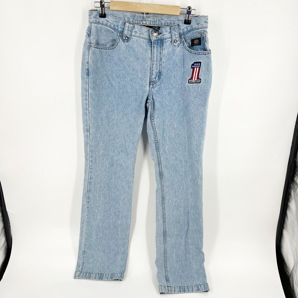 ✅ Harley Davidson #1 Patch Straight Leg Jeans Size 8